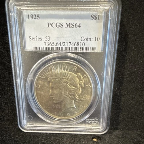1925 Peace Dollar $1 Silver Coin PCGS MS64 Uncirculated Business Strike