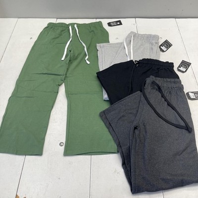 Real Essentials Sweatpants Womens Large Multicolor Lounge Elastic Waist 4 Pack