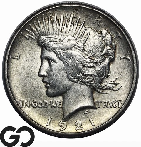 1921 Peace Dollar, Series First Year Issue, High Relief, BU++ Key Date!