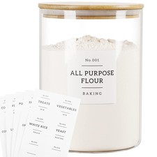 Large Glass Storage Jars With Airtight Bamboo Lid 100 Fl Oz Thicken Kitchen Glas