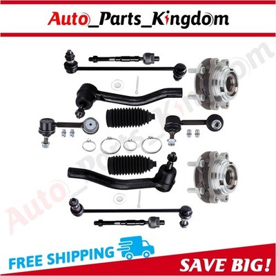 12Pcs Front Steering Tie Rod Sway Bar Pinion Bellow For 2007-2013 Nissan 2.5L