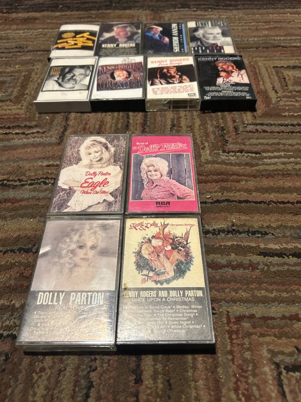 KENNY ROGERS + DOLLY PARTON 12 CASSETTES GOOD/COUNTRY PRE-OWNED