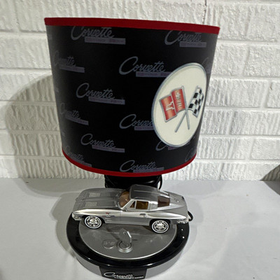 Corvette Table Lamp w/ Drum Shade, Model Car Base, Corded Knob Control