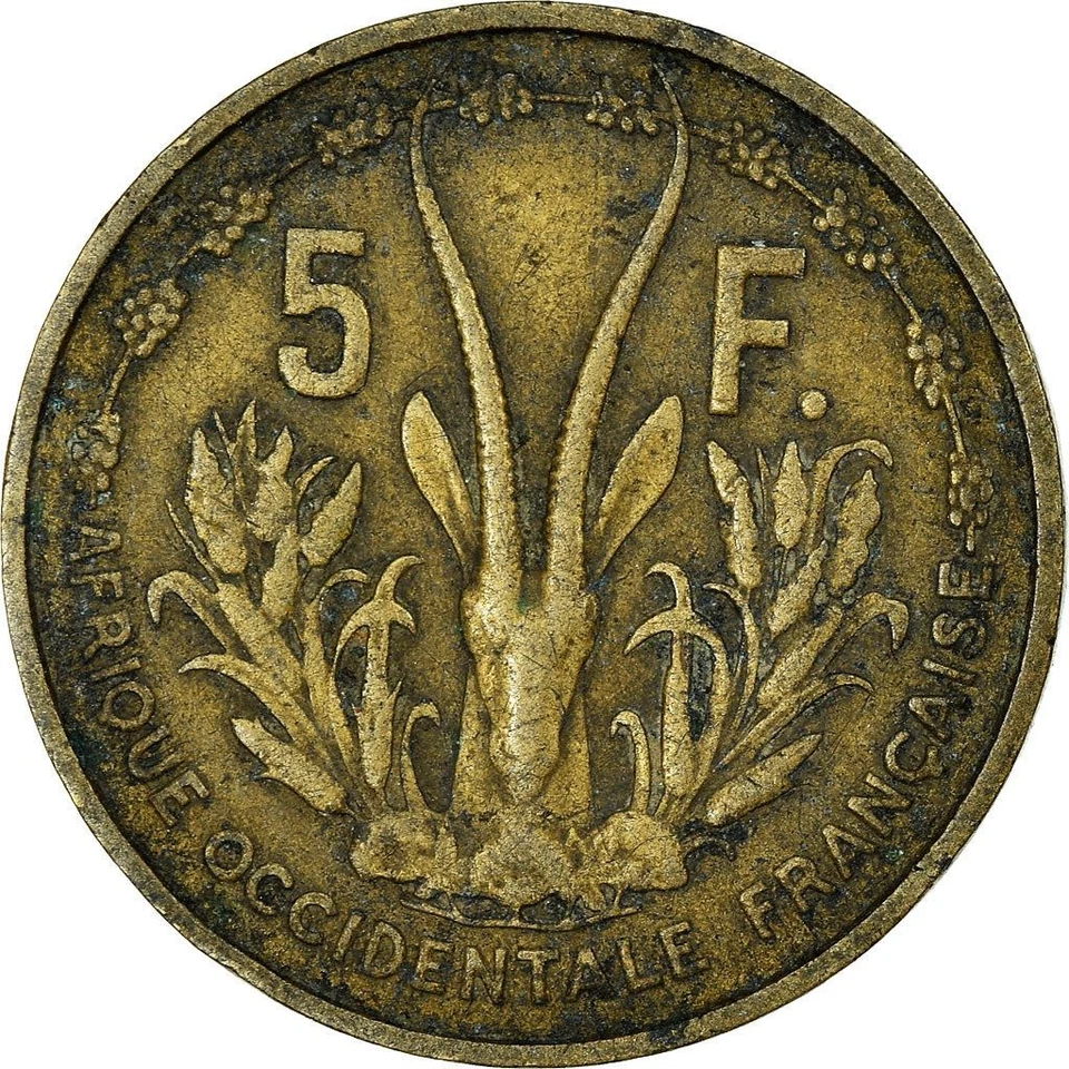French West Africa | 5 Francs Coin | Marianne | Gazelle | Maize | Km:5 | 1956 - Image 2 of 4