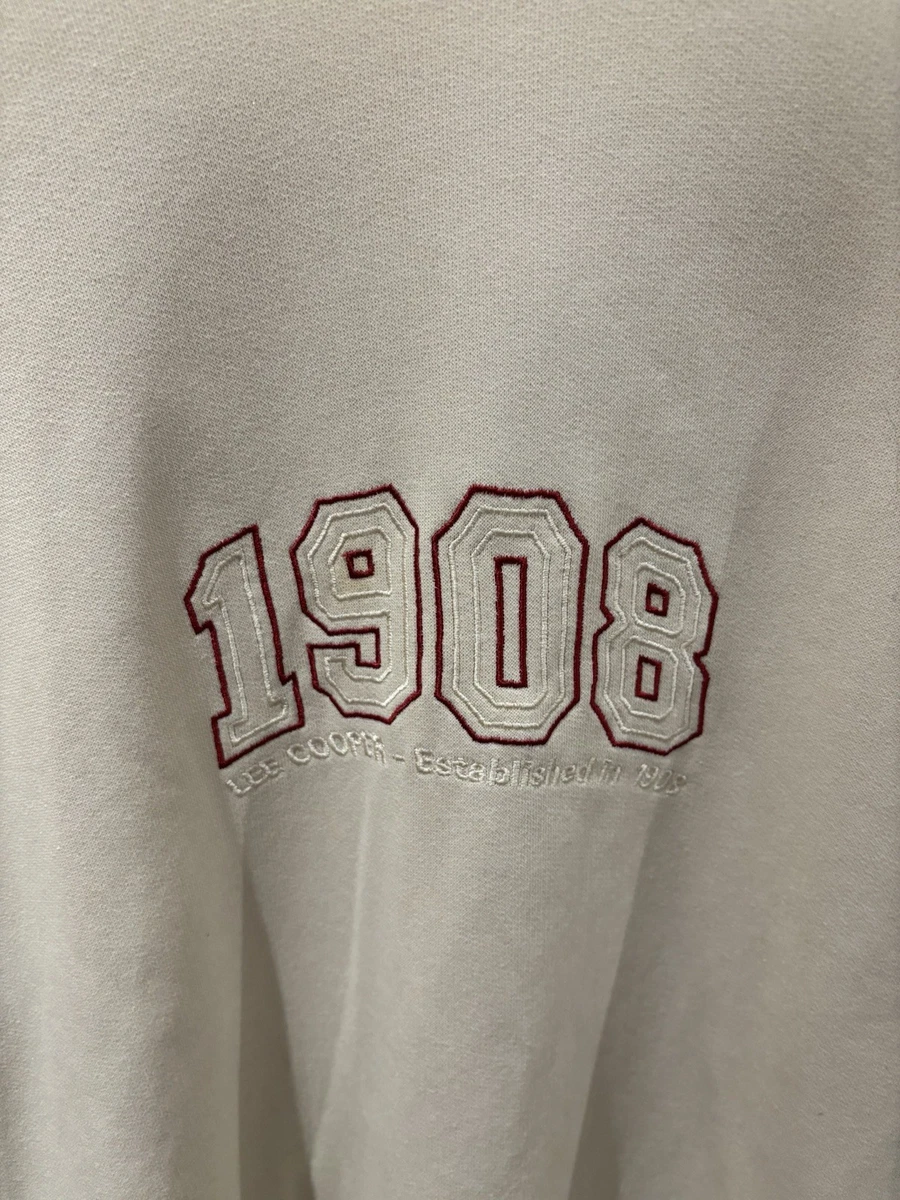 Sudadera Jersey Lee Cooper Hombre Talla L Beige "1908" Logo Bordado Pullover