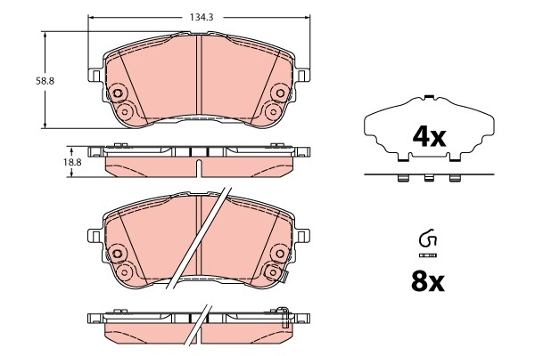 GDB2345 TRW Bremsbelagsatz, Scheibenbremse FüR Toyota-image