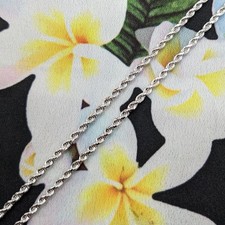 9ct White Gold Rope Chain Hallmarked 16” 2mm Thick Semi Hollow 2.8g