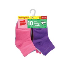 Hanes  Girls and Toddler Girls Ankle Socks, 10-Pack ARCH SUPPORT NEW  