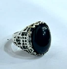 925 Sterling Silver Natural Black Onyx Ring - Size 10 US - 7g