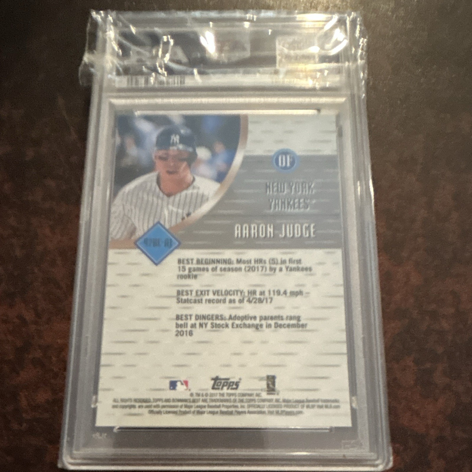 Topps 2017 Bowman’s Best Best Cuts Aaron Judge BC-AJ Yankees PSA 9 view 2