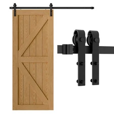 CCJH 6FT Sliding Barn Door Hardware Kit for Wooden Single Door,No Door