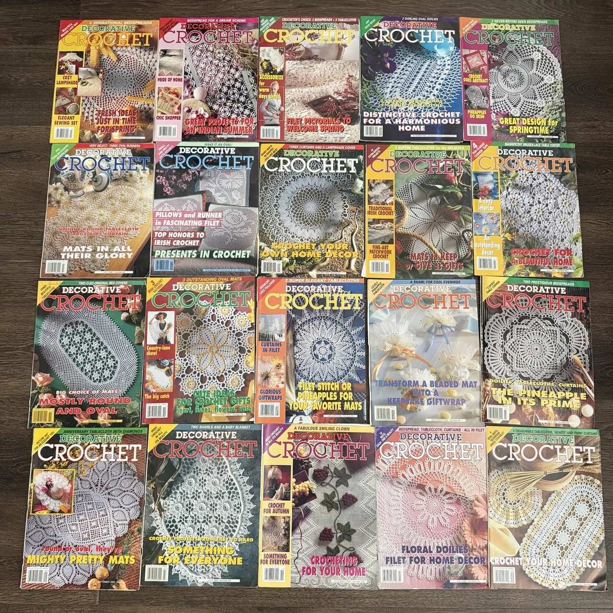 Lote de 20 tapetes decorativos de ganchillo con patrones de encaje de filete vintage