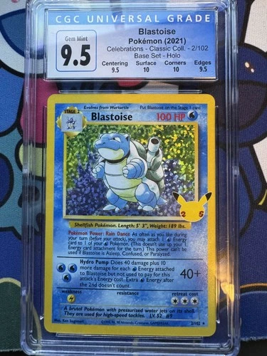CGC 9.5 GEM MINT Blastoise 2/102 Pokemon Celebrations Classic Collection Holo