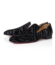  NO CUSTOMS TAX CHRISTIAN LOUBOUTIN Dandy Chick black velvet loafers glitter 42
