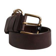 DOLCE & GABBANA Belt Men Brown Calfskin Leather Metal Buckle 80cm / 32in 820usd