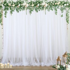 4 PCS 5x10 Ft White Sheer Tulle Backdrop Curtains Wedding Photo Drapes