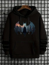1pc Batman Gotham City Graphic Hoodie - Officially Inspired Justice League Super