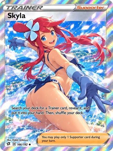 Skyla Custom Art Of Uncommon 166/192 Rebel Clash Pokemon Waifu Supporter Card