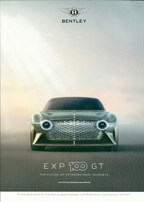 Bentley Magazine Print Ad Advert EXP 100 GT CAR 2019 1pg