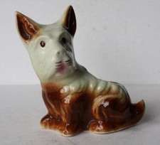 Scottish Terrier Dog Figurine Pottery Planter Unmarked Pink Tongue Scottie Dog -