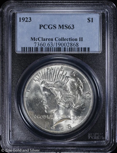 1923-P $1 Peace Silver Dollar PCGS MS 63 | McClaren Collection II UNC