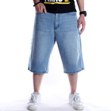 Mens Jeans Shorts Denim Capri Pants Baggy Relaxed Hip-Hop Hipster Loose W30-W46