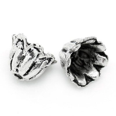 2//8/"x 2//8/" 300PCs Gift Silver Tone Flower Bead End Caps Findings 6mmx6mm