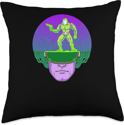Virtual Reality Gamer VR Video Game Vintage Retro Gaming Throw Pillow