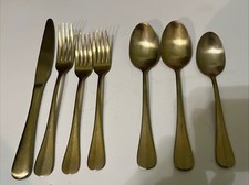 Stainless Steel Goldplated Flatware 7 Pieces