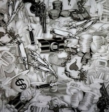 Wassertransferdruck Folie Stickerbomb Glücksspiel - 50cm breit