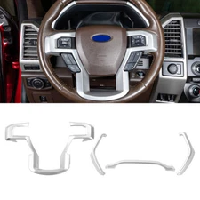 4pcs Steering Wheel Dashboard Meter Cover Trim Set For Ford F150 2015-20 Sliver