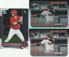 EDGAR QUERO (3) 2022 Bowman 1st Chrome & 2024 Topps Pro Debut Base/Refractor Lot