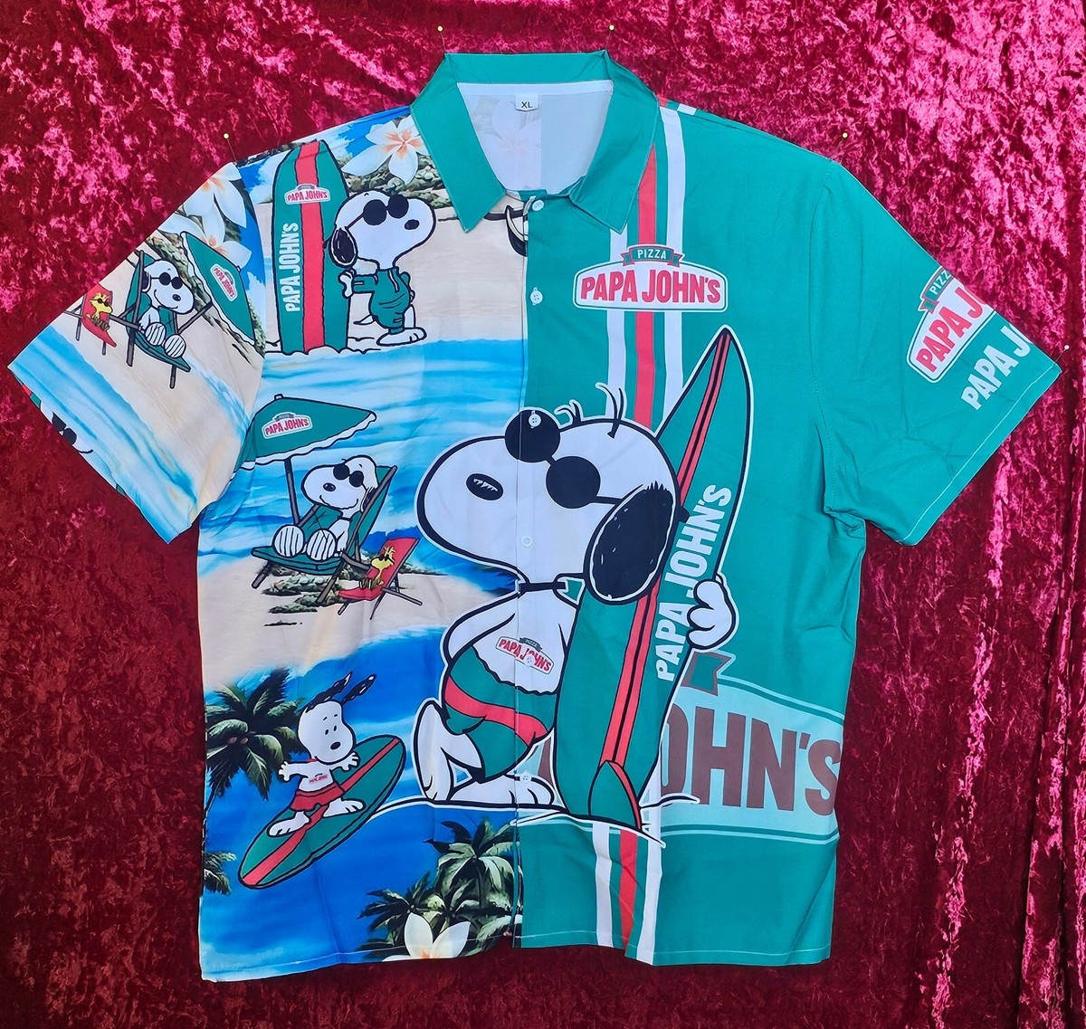 Papa John's Pizza Peanuts Snoopy Shirt XL Shirt Uber Rare