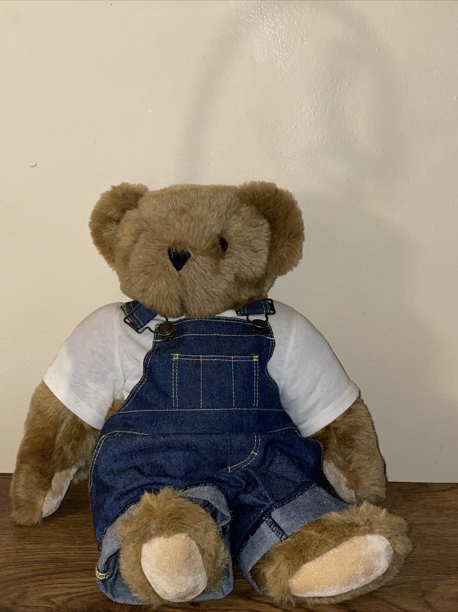 Vermont Teddy Bear Company Brown Bear with Overalls Jointed Arms