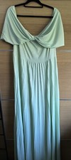 ASOS Tall Size 18 Twist  Off Shoulder Pleated Maxi Dress Sage Green Bridesmaid 
