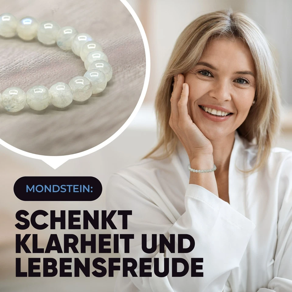 Edelstein Armband aus echtem Naturstein: Mondstein | 6mm Kugelarmband - Bild 3 von 4