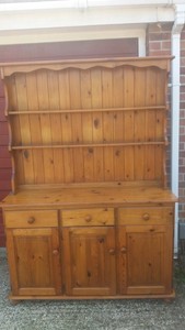 Lovely Solid Pine Welsh Dresser Base 3 Drawers 3 Cupboards Top 2