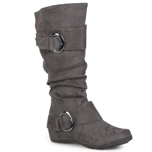 Gray extra wide calf cheap boots