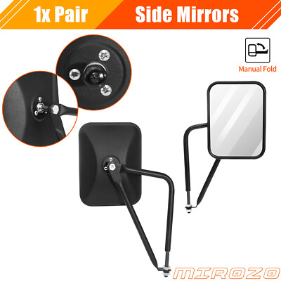 MIROZO Door-less Universal Side Mirrors For 1997-2017 Jeep Wrangler TJ JK JKU CJ