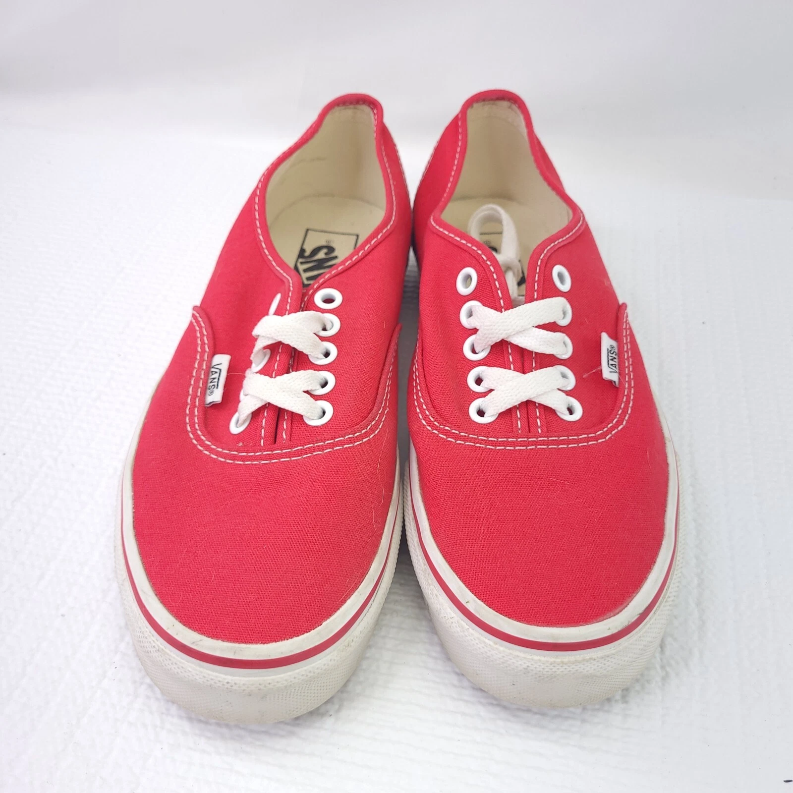 Scarpe Vans rosse in tela taglia 8 stringate casual ballerine donna sneakers fuori muro