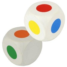 XXL Farbwürfel aus Holz 30mm großer Würfel mit 6 Farben mit farbigen Punkten