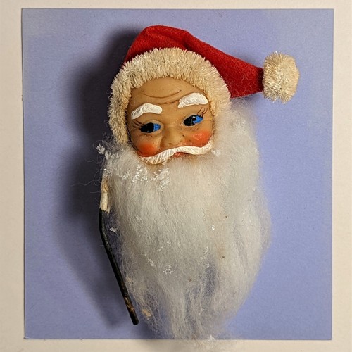 SANTA ST NICK Rubber Head Ornament Fur Trimmed Hat Cotton Beard Japan Vintage - Picture 3 of 8
