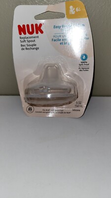 3x NUK 6 M Silicone Replacement Soft Spout-Clear (new)