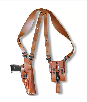 Fits Beretta 92FS Vertec 9mm 4.7 BBL W/Out Rail Leather Shoulder Holster #1002#