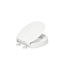 KOHLER 25876-0 Hyten Elevated Quiet-Close Round Toilet Seat, Contoured Seat