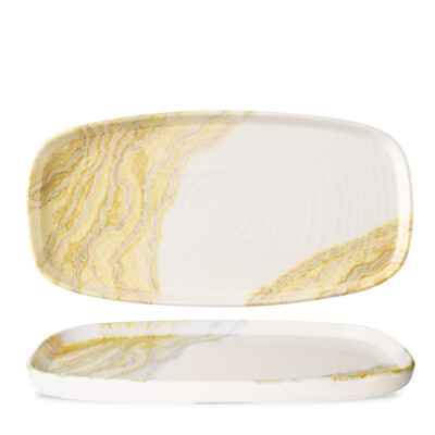 Churchill TIDE Gold Walled Oblong Plate Platte Porzellan 30x15,4cm gold weiß