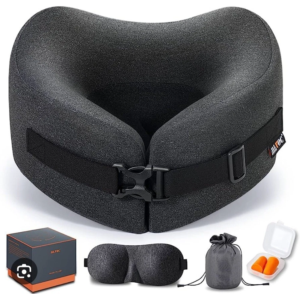 Memory Foam Travel Neck Pillow Adjustable & Breathable for Ultimate Comfort