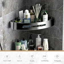 304 Shower Caddy Shelf Bathroom Bath Storage Holder Adhesive Organizer Rack,2pcs