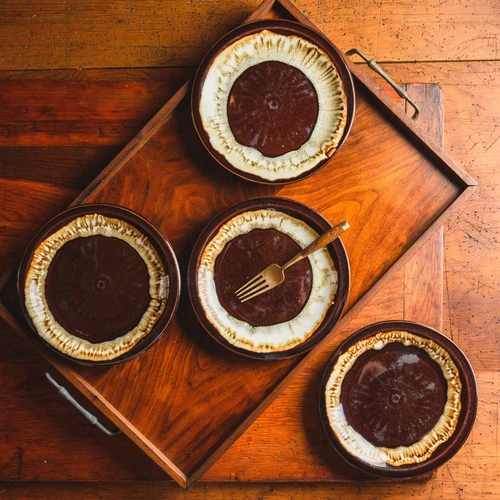 Pfaltzgraff Gourmet Brown Drip Glaze Stoneware Dessert Plates 7" - Set of 4