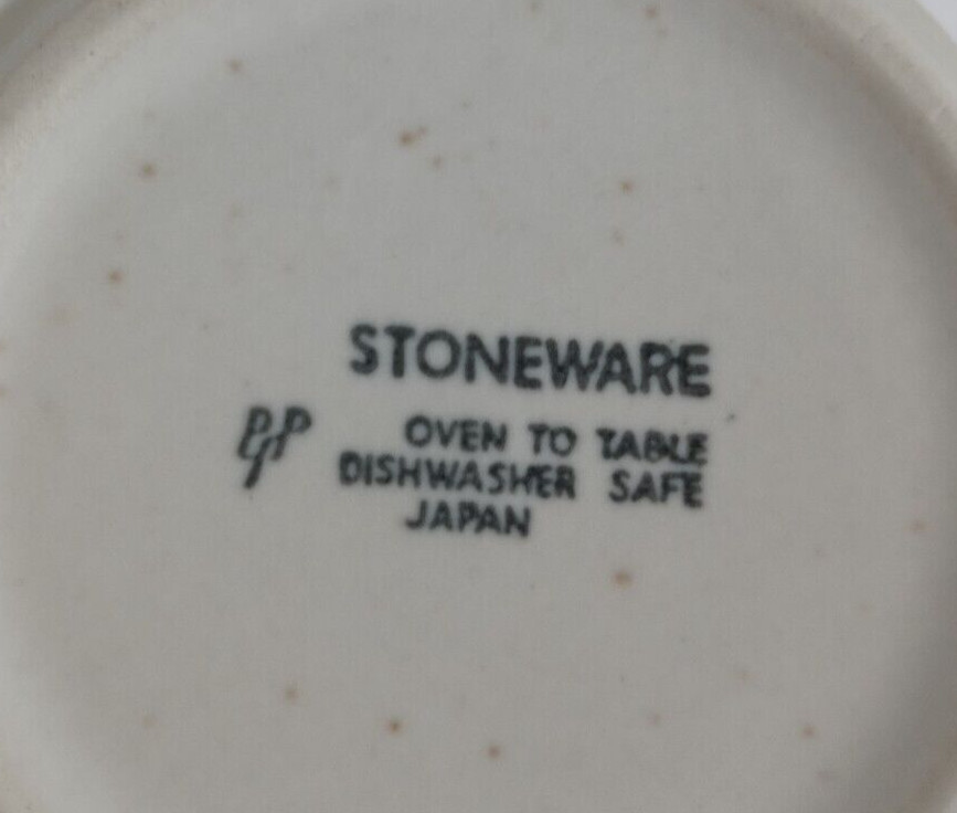 3 Stonybrook by Japan Stoneware Cups & Saucers w/ Green Band